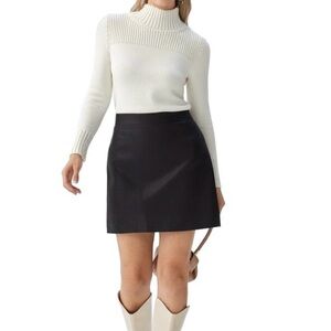 ANN TAYLOR Cotton Knit Mock Neck Sweater in Pure White Size XS